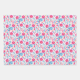 水彩起毛花模様 ラッピングペーパーシート