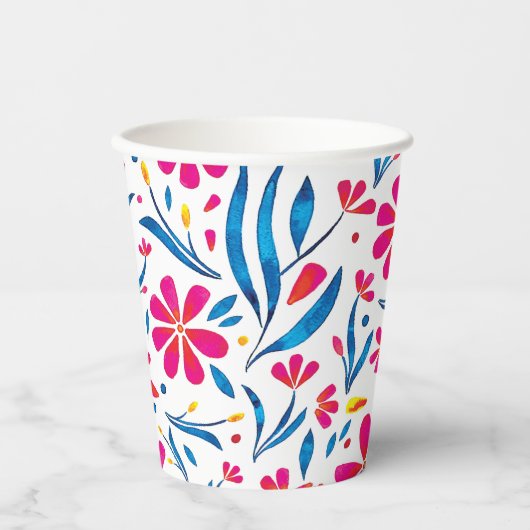 水彩起毛花模様 紙コップ (正面)