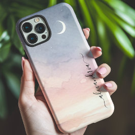 水彩軟三日月名付き iPhone 15ケース