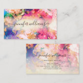水彩輝くゴールドフォイル美しいサロン グラデーション 名刺 (正面/裏面)