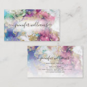 水彩輝くゴールドフォイル美しいサロン グラデーション 名刺 (正面/裏面)