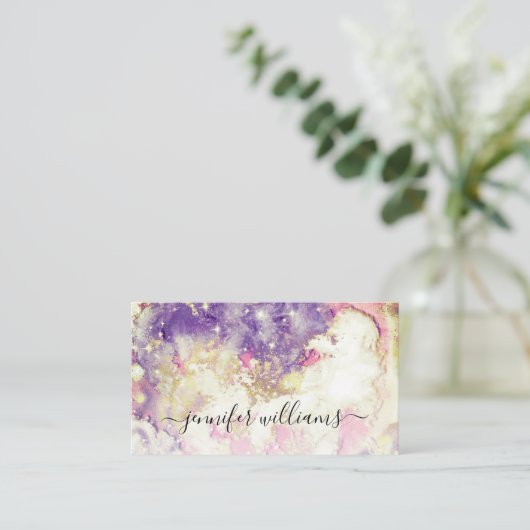 水彩輝く金箔メイクアップモダンアーティスト 名刺 (スタンド正面)