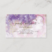 水彩輝く金箔メイクアップモダンアーティスト 名刺 (裏面)