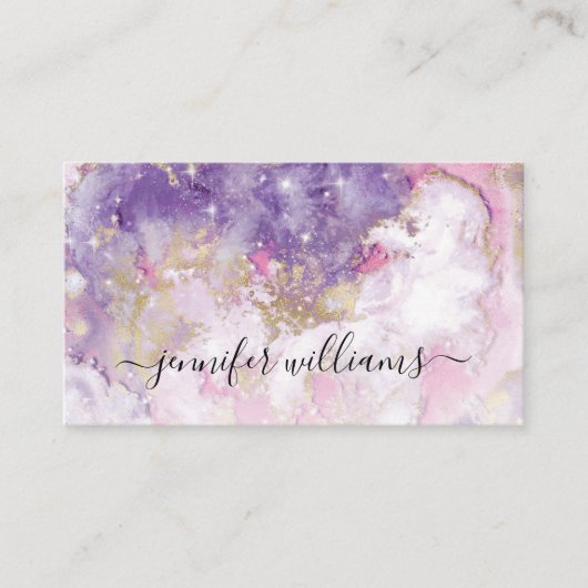 水彩輝く金箔メイクアップモダンアーティスト 名刺 (正面)