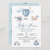 水彩輸送ベビーシャワー 招待状 (正面/裏面)