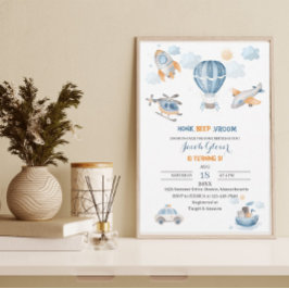 水彩輸送誕生日ベビーシャワー 招待状