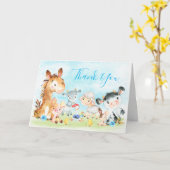 水彩農場動物の少年 カード (黄色い花)