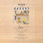 水彩農家の花市場バースデーパーティー アクリル招待状 (正面)