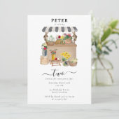 水彩農家の花市場バースデーパーティー 招待状 (スタンド正面)