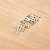 水彩農家の花市場ベビーシャワー アクリル招待状 (レイダウン)