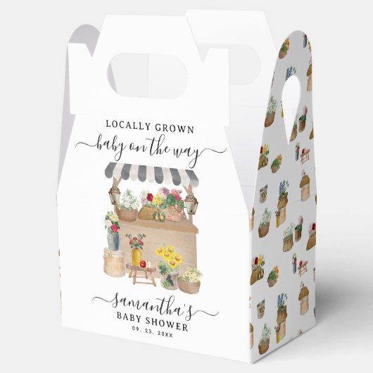 水彩農家の花市場ベビーシャワー フェイバーボックス (オープン)