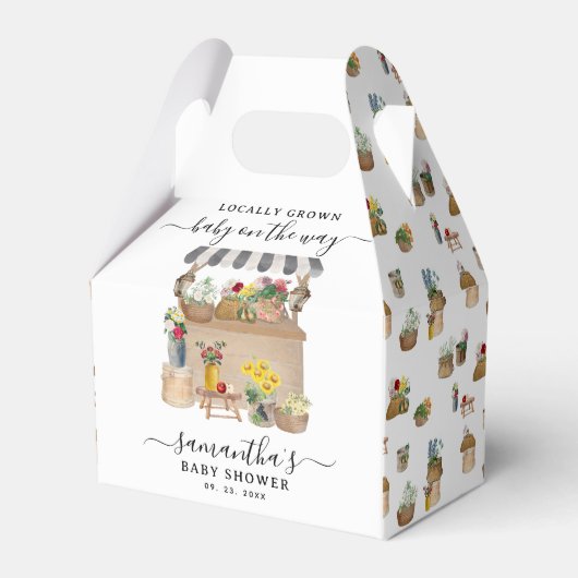 水彩農家の花市場ベビーシャワー フェイバーボックス (正面サイド)