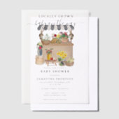 水彩農家の花市場ベビーシャワー ベラム紙招待状 (オフセット)