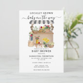 水彩農家の花市場ベビーシャワー 招待状 (スタンド正面)