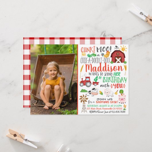 水彩農家誕生日招待状 招待状 (正面/裏面インサイチュ)