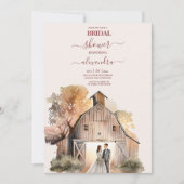 水彩農村の納屋 ブライダルシャワー 招待状 (正面)