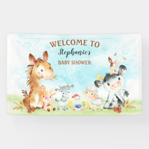 水彩農業動物のベビーシャワー 横断幕