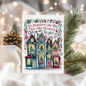 水彩近隣住民クリスマスカード シーズンカード