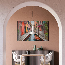 水彩通りインヴェネツィアランドスケープ ポスター