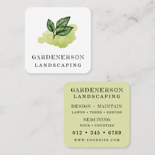 水彩造園気にスクエアビジネスカード スクエア名刺 (正面/裏面)