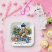 水彩遊び場パークキッズバースデーパーティー ペーパープレート (パーティー)