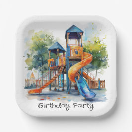 水彩遊び場パークキッズバースデーパーティー ペーパープレート