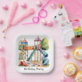 水彩遊び場パークキッズバースデーパーティー ペーパープレート (パーティー)