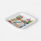 水彩遊び場パークキッズバースデーパーティー ペーパープレート (傾斜あり)