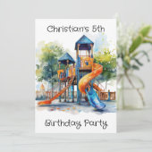 水彩遊び場パークキッズバースデーパーティー 招待状 (スタンド正面)