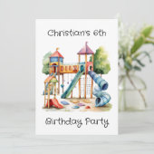 水彩遊び場パークキッズバースデーパーティー 招待状 (スタンド正面)