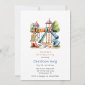 水彩遊び場パークキッズバースデーパーティー 招待状 (裏面)