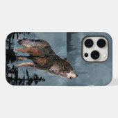 水彩遠吠え狼の野生動物自然アニマルアート iPhoneケース (裏面横)