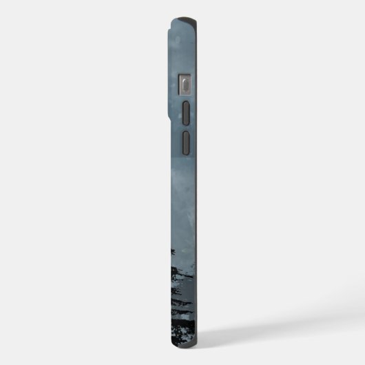 水彩遠吠え狼の野生動物自然アニマルアート iPhoneケース (左側面)