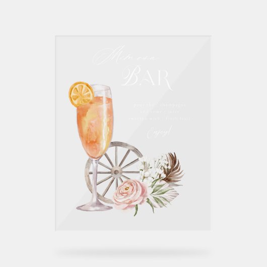 水彩郡ウェスタンウォーターカラーミモサバー アクリルサイン (正面)