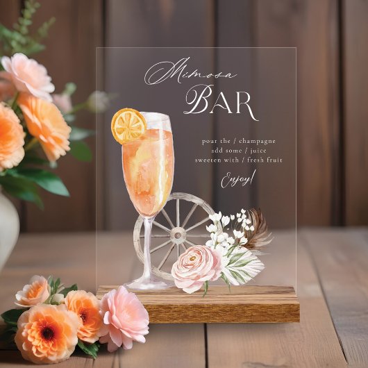 水彩郡ウェスタンウォーターカラーミモサバー アクリルサイン