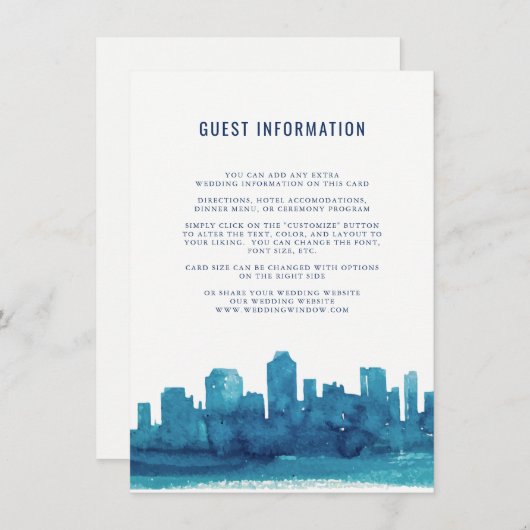 水彩都市スカイライン結婚の挿入カード エンクロージャーカード (正面/裏面)