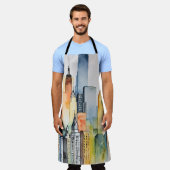 水彩都市色彩の鮮やかの都市景観の天守閣 エプロン (着用した状態)