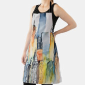 水彩都市色彩の鮮やかの都市景観の天守閣 エプロン (インサイチュ)