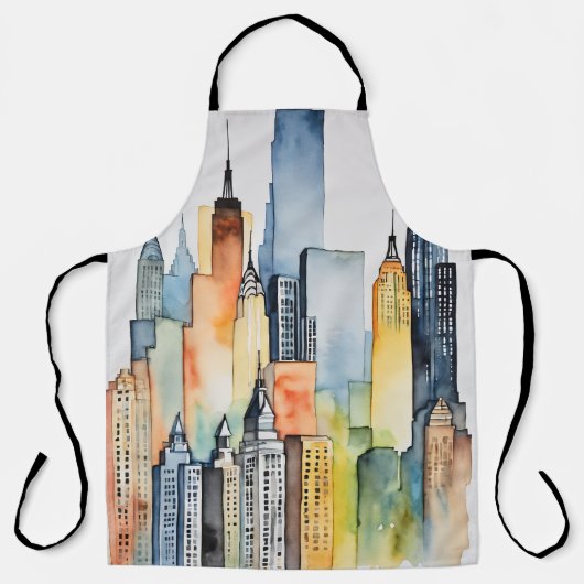 水彩都市色彩の鮮やかの都市景観の天守閣 エプロン (正面)