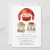 水彩醜いセーターホリデーパーティー 招待状 (正面)