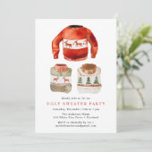 水彩醜いセーターホリデーパーティー 招待状 (スタンド正面)