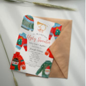 水彩醜いセーターホリデーパーティー 招待状