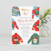 水彩醜いセーターホリデーパーティー 招待状 (スタンド正面)