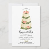 水彩重素朴層ケーキ婚約パーティ 招待状 (正面)