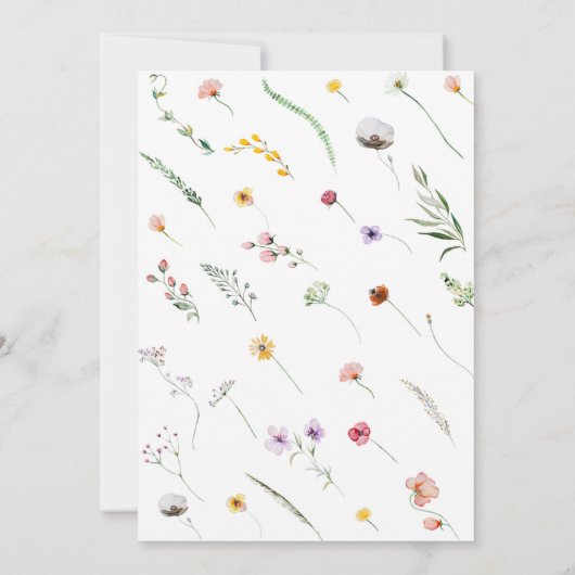 水彩野かわいらし花草地ブライダルシャワー 招待状 (裏面)