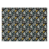 水彩野の花と離れ黒の模様 テーブルクロス (正面(横))