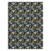 水彩野の花と離れ黒の模様 テーブルクロス (正面)