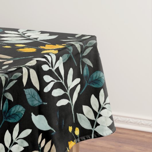 水彩野の花と離れ黒の模様 テーブルクロス (インサイチュ)