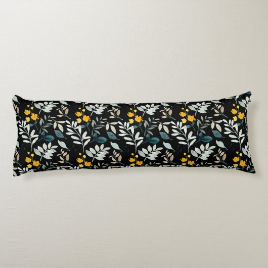 水彩野の花と離れ黒の模様 ボディピロー (裏面)