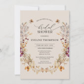 水彩野の花リースオレンジ 招待状 (正面)